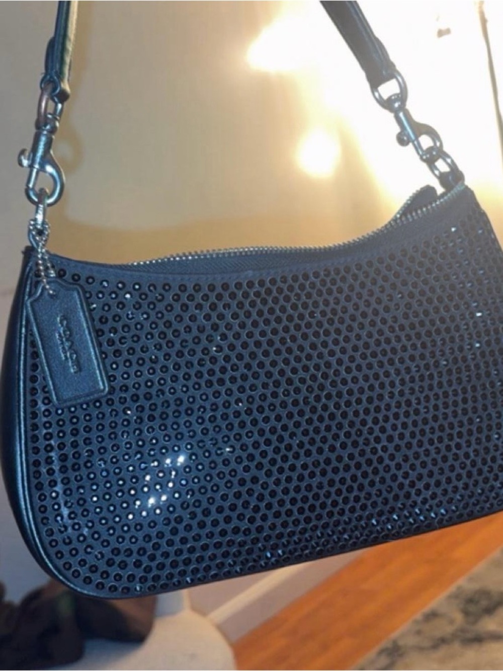 Coach Black Sequin Grommet Shoulder Bag